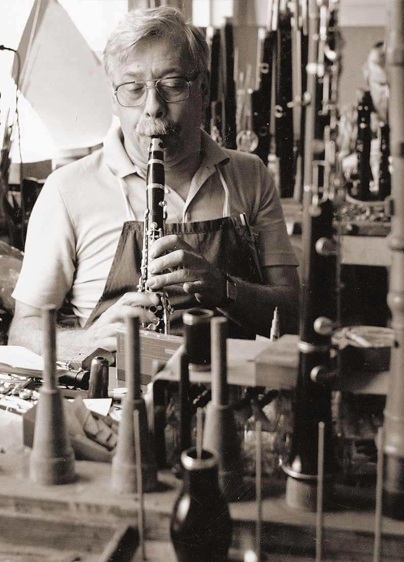 Walter Püchner tuning a clarinet